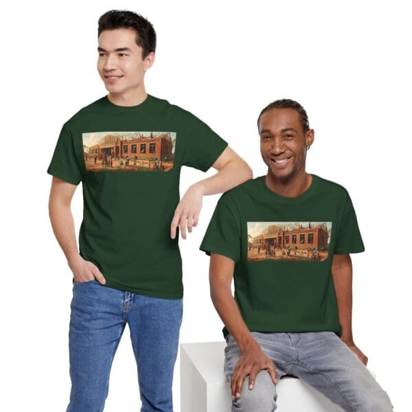 Artistic Unisex Heavy Cotton Tee - Vintage Scene Print "Where Walls Hold Wisdom and Dreams Take Flight." - Image 85