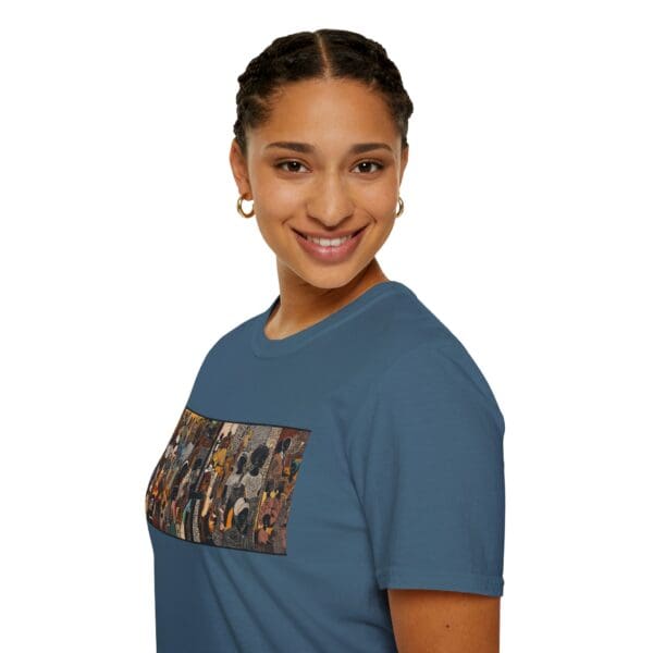 Artistic Unisex Softstyle T-Shirt - Vibrant Community Design "Wear the Movement. Live the Story." - Image 67
