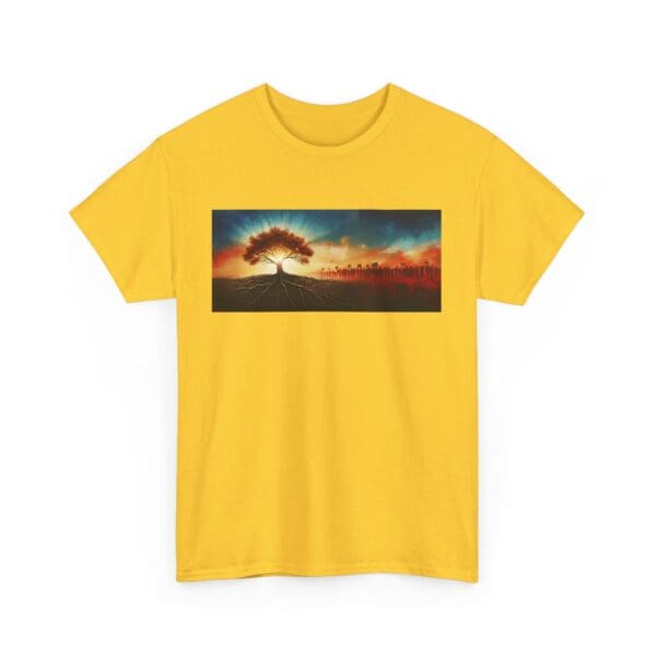Nature-Inspired Unisex Heavy Cotton Tee with Tree Design "Guided by Resilience. United by Purpose."  "Where Roots R - Image 66