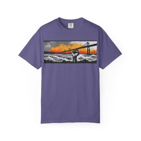 Empowerment Garment-Dyed Unisex T-Shirt - Bold Fist Design Defiant in the Storm, Rising in Strength - Image 123