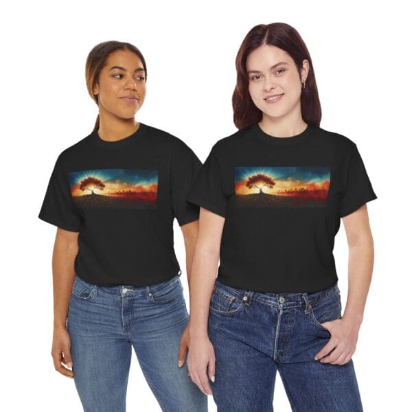 Nature-Inspired Unisex Heavy Cotton Tee with Tree Design "Guided by Resilience. United by Purpose."  "Where Roots R - Image 28