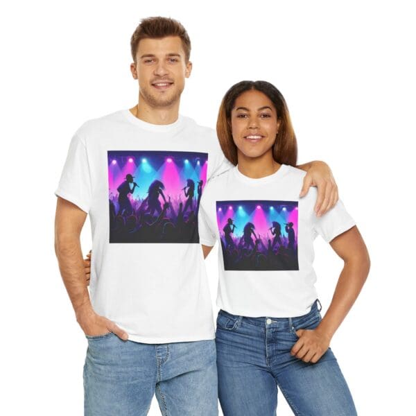 Unisex Heavy Cotton Tee - Vibrant Concert Silhouette Design - Image 10