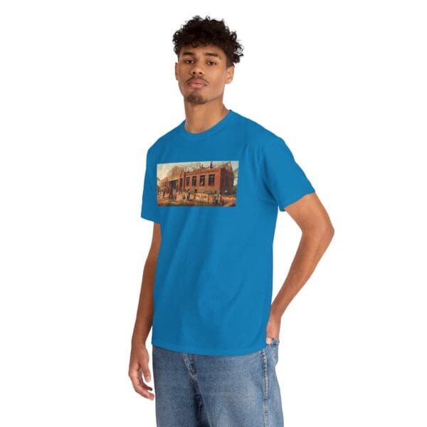 Artistic Unisex Heavy Cotton Tee - Vintage Scene Print "Where Walls Hold Wisdom and Dreams Take Flight." - Image 94