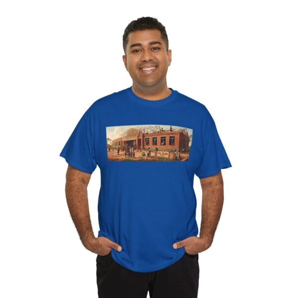 Artistic Unisex Heavy Cotton Tee - Vintage Scene Print "Where Walls Hold Wisdom and Dreams Take Flight." - Image 106
