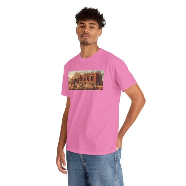 Artistic Unisex Heavy Cotton Tee - Vintage Scene Print "Where Walls Hold Wisdom and Dreams Take Flight." - Image 117