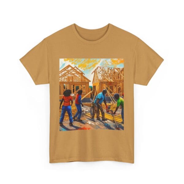 Inspirational Construction Worker Tee - Unisex Heavy Cotton Shirt Raising Walls, Uplifting Communities."  "Built by Us, Built for Us." - Image 24