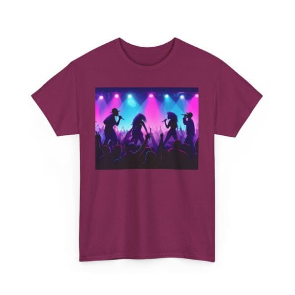 Unisex Heavy Cotton Tee - Vibrant Concert Silhouette Design "Blue & Pink Glow, Hip-Hop Takes Flight." - Image 90