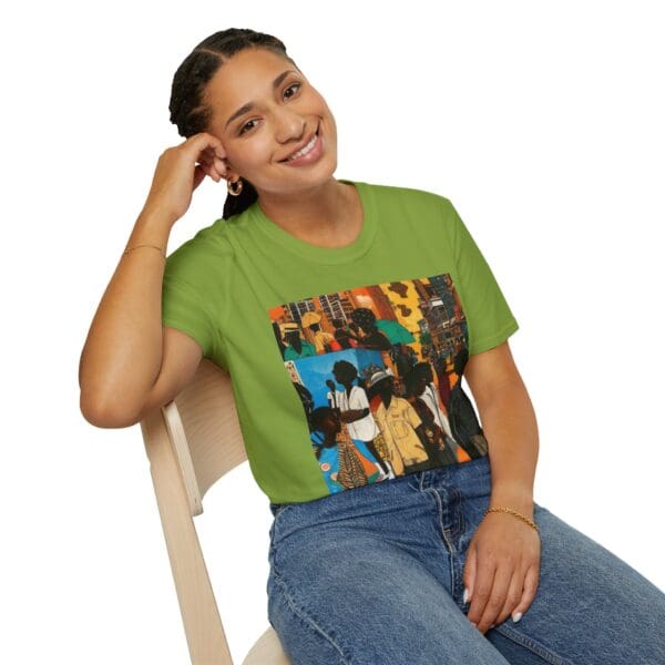 Cultural Vibes Unisex Softstyle T-Shirt - Art Inspired Design The Pulse of the City, The Strength of the Diaspora - Image 54