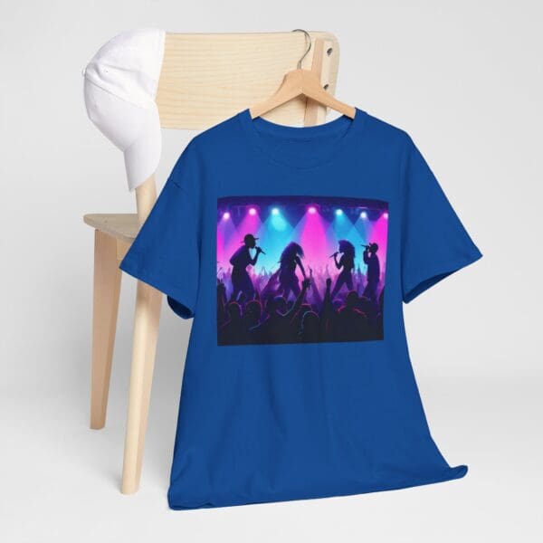 Unisex Heavy Cotton Tee - Vibrant Concert Silhouette Design "Blue & Pink Glow, Hip-Hop Takes Flight." - Image 63