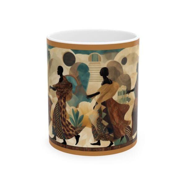 Cultural Elegance Ceramic Mug - Stylish 11oz & 15oz Coffee Cups Through the Sands of Time, We Journey On." with Artistic Design