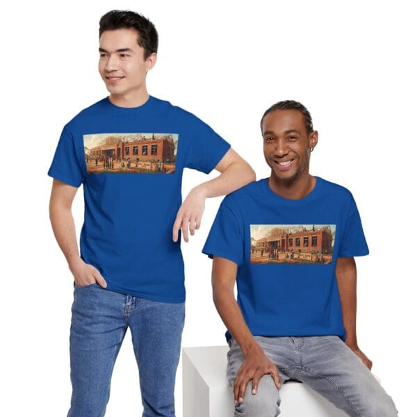Artistic Unisex Heavy Cotton Tee - Vintage Scene Print "Where Walls Hold Wisdom and Dreams Take Flight." - Image 108