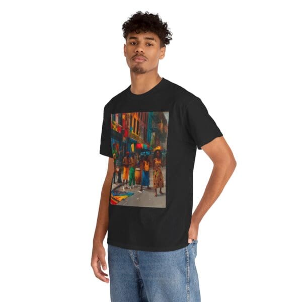 Vibrant Street Art Unisex Heavy Cotton Tee "Strings, Drums, and Stories in Motion. - Image 17