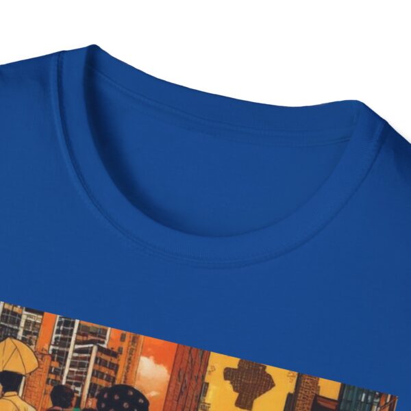 Cultural Vibes Unisex Softstyle T-Shirt - Art Inspired Design The Pulse of the City, The Strength of the Diaspora - Image 75
