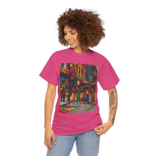 Vibrant Street Art Unisex Heavy Cotton Tee "Strings, Drums, and Stories in Motion. - Image 105