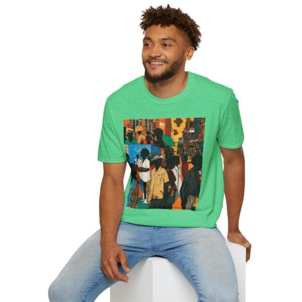 Cultural Vibes Unisex Softstyle T-Shirt - Art Inspired Design The Pulse of the City, The Strength of the Diaspora - Image 64