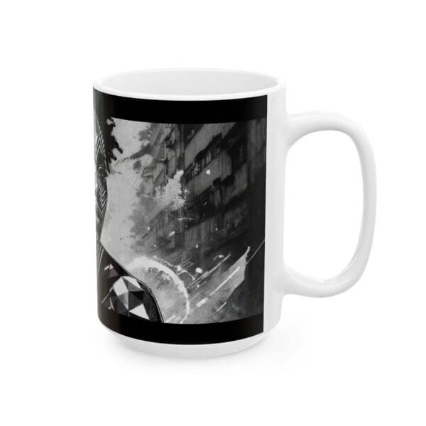 Black and White Art Ceramic Mug - 11oz & 15oz "Body as Canvas. Spirit as Fire." - Image 14