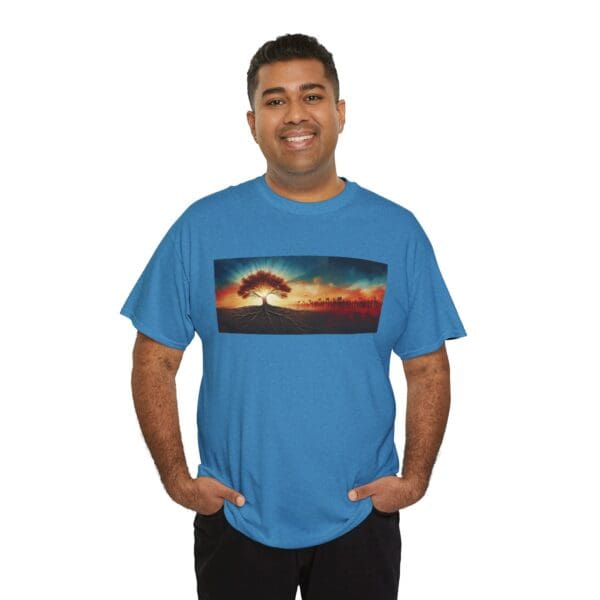 Nature-Inspired Unisex Heavy Cotton Tee with Tree Design "Guided by Resilience. United by Purpose."  "Where Roots R - Image 103