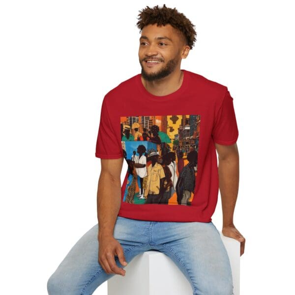 Cultural Vibes Unisex Softstyle T-Shirt - Art Inspired Design The Pulse of the City, The Strength of the Diaspora - Image 112