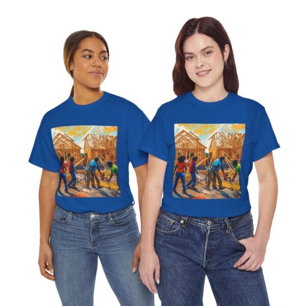 Inspirational Construction Worker Tee - Unisex Heavy Cotton Shirt Raising Walls, Uplifting Communities."  "Built by Us, Built for Us." - Image 107