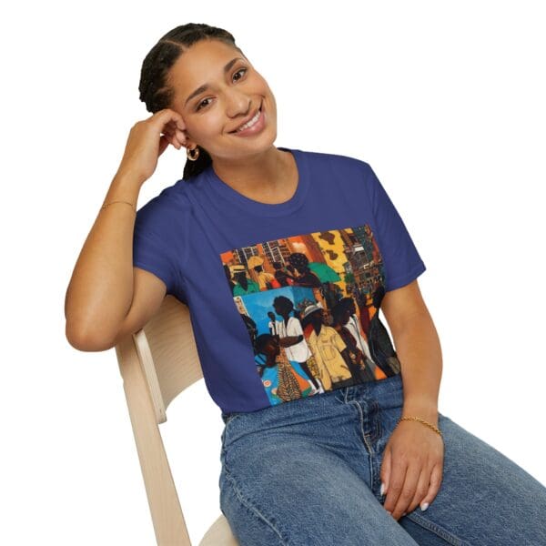 Cultural Vibes Unisex Softstyle T-Shirt - Art Inspired Design The Pulse of the City, The Strength of the Diaspora - Image 86