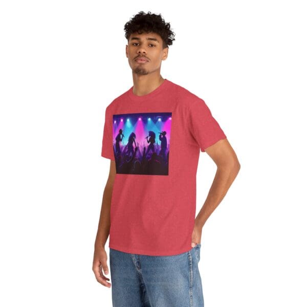 Unisex Heavy Cotton Tee - Vibrant Concert Silhouette Design - Image 115