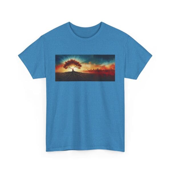 Nature-Inspired Unisex Heavy Cotton Tee with Tree Design "Guided by Resilience. United by Purpose."  "Where Roots R - Image 96