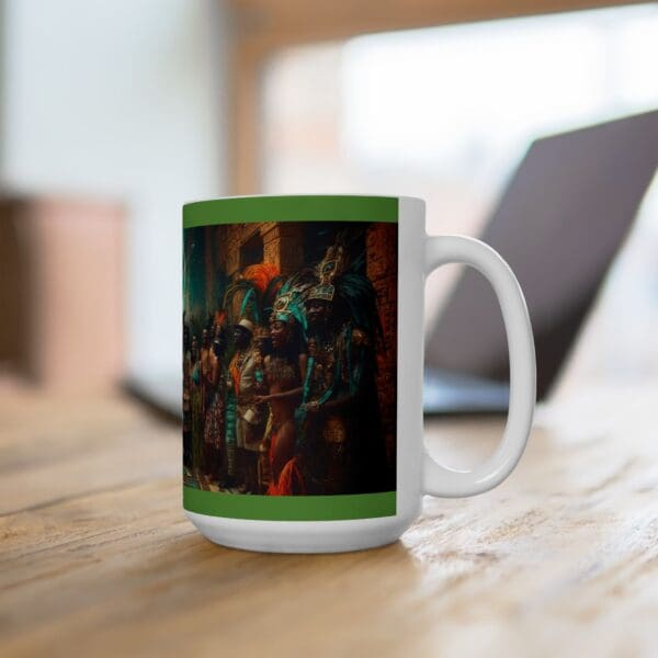 Cultural Celebration Ceramic Mug - 11oz & 15oz | Festive Artwork for Home and Gifts "Royal Hues. Bold History. Unstoppable Spirit." - Image 15