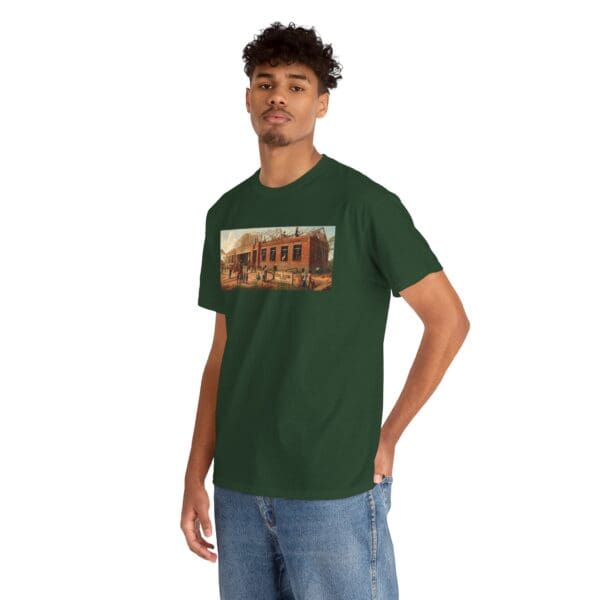 Artistic Unisex Heavy Cotton Tee - Vintage Scene Print "Where Walls Hold Wisdom and Dreams Take Flight." - Image 83
