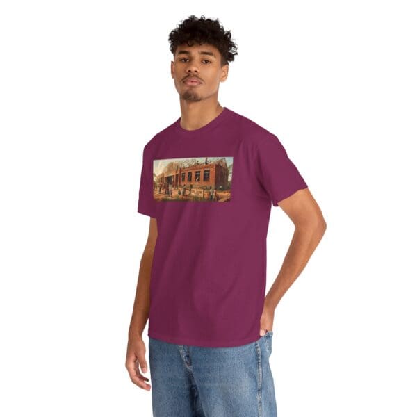Artistic Unisex Heavy Cotton Tee - Vintage Scene Print "Where Walls Hold Wisdom and Dreams Take Flight." - Image 129
