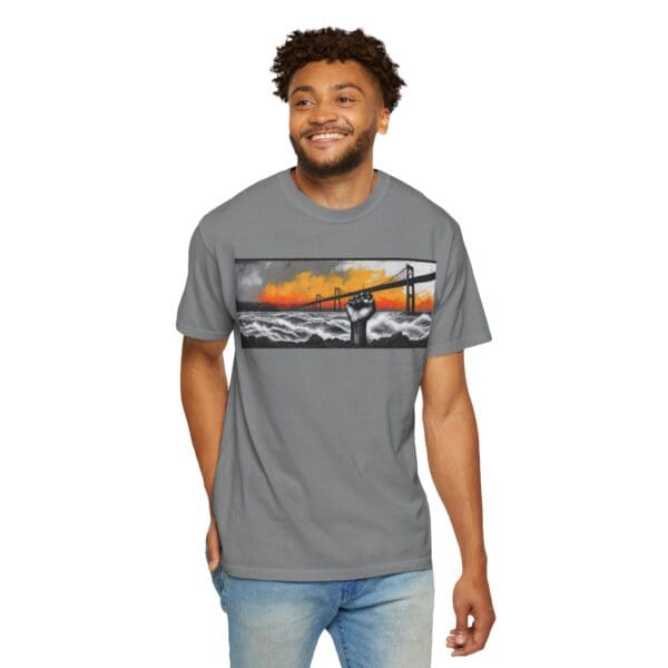 Empowerment Garment-Dyed Unisex T-Shirt - Bold Fist Design Defiant in the Storm, Rising in Strength - Image 65