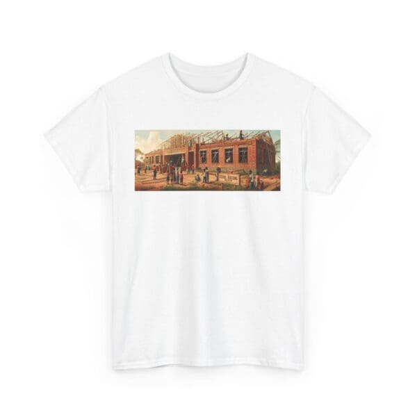 Artistic Unisex Heavy Cotton Tee - Vintage Scene Print "Where Walls Hold Wisdom and Dreams Take Flight." - Image 3