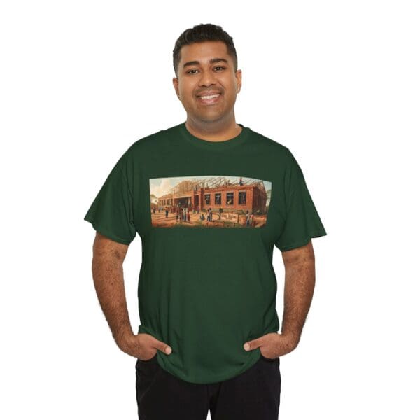 Artistic Unisex Heavy Cotton Tee - Vintage Scene Print "Where Walls Hold Wisdom and Dreams Take Flight." - Image 84