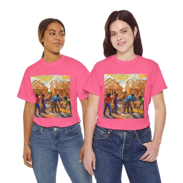 Inspirational Construction Worker Tee - Unisex Heavy Cotton Shirt Raising Walls, Uplifting Communities."  "Built by Us, Built for Us." - Image 139