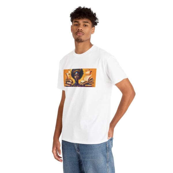 Artistic Unisex Heavy Cotton Tee - Unique Graphic Design  "Afro-Centric. Knowledge-Driven. - Image 7