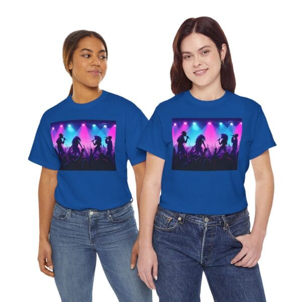 Unisex Heavy Cotton Tee - Vibrant Concert Silhouette Design "Blue & Pink Glow, Hip-Hop Takes Flight." - Image 67