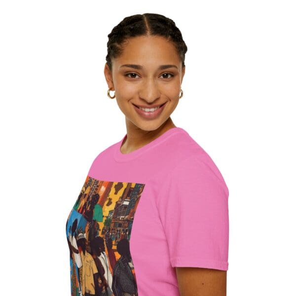 Cultural Vibes Unisex Softstyle T-Shirt - Art Inspired Design The Pulse of the City, The Strength of the Diaspora - Image 101