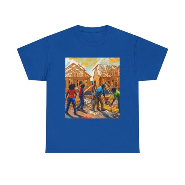 Inspirational Construction Worker Tee - Unisex Heavy Cotton Shirt Raising Walls, Uplifting Communities."  "Built by Us, Built for Us." - Image 99