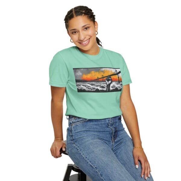Empowerment Garment-Dyed Unisex T-Shirt - Bold Fist Design Defiant in the Storm, Rising in Strength - Image 74