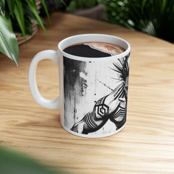 Urban Art Ceramic Mug - 11oz & 15oz - Bold Black and White Design crown of thorns design: - Image 9
