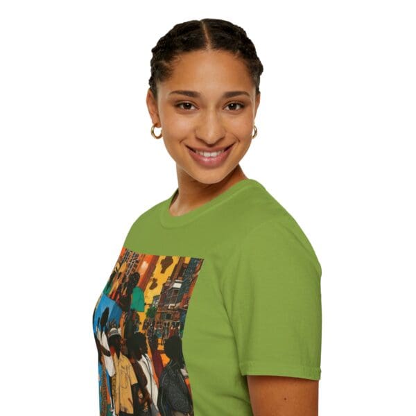 Cultural Vibes Unisex Softstyle T-Shirt - Art Inspired Design The Pulse of the City, The Strength of the Diaspora - Image 53