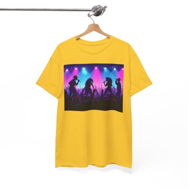Unisex Heavy Cotton Tee - Vibrant Concert Silhouette Design "Blue & Pink Glow, Hip-Hop Takes Flight." - Image 31