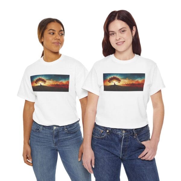 Nature-Inspired Unisex Heavy Cotton Tee with Tree Design "Guided by Resilience. United by Purpose."  "Where Roots R - Image 10