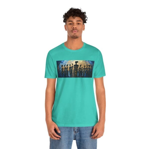 Artistic Unisex Jersey Tee - Colorful Silhouette Design - Image 57