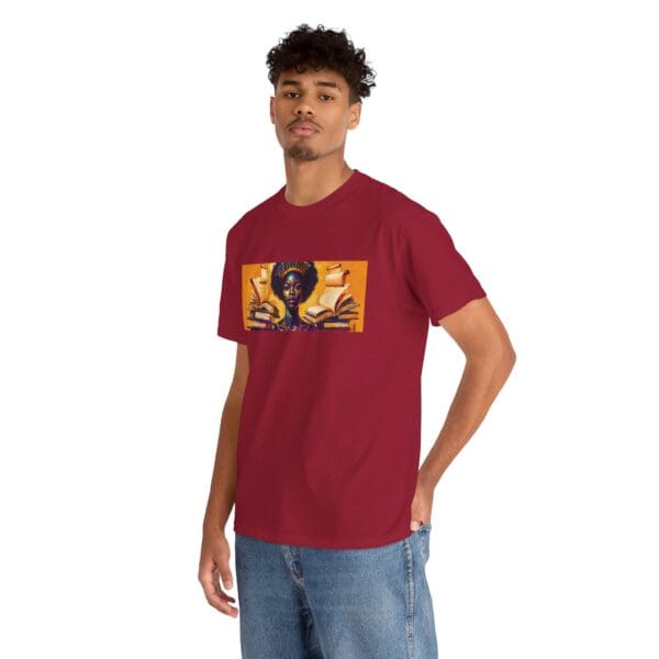 Artistic Unisex Heavy Cotton Tee - Unique Graphic Design  "Afro-Centric. Knowledge-Driven. - Image 128
