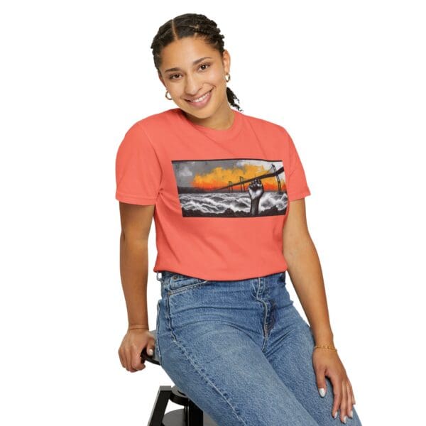 Empowerment Garment-Dyed Unisex T-Shirt - Bold Fist Design Defiant in the Storm, Rising in Strength - Image 15