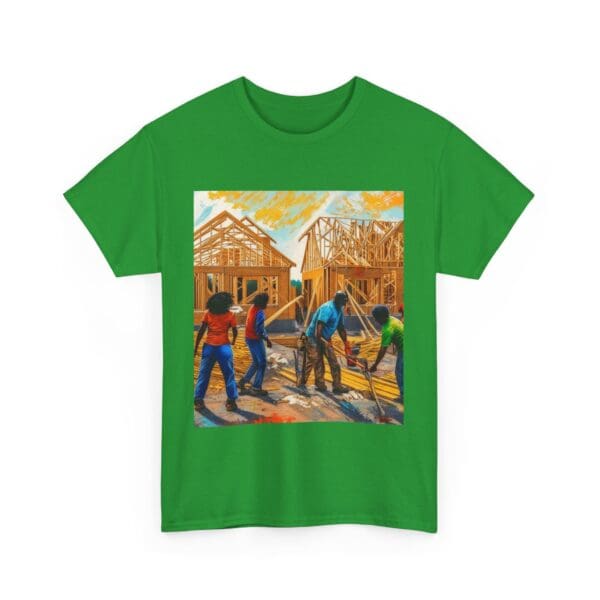 Inspirational Construction Worker Tee - Unisex Heavy Cotton Shirt Raising Walls, Uplifting Communities."  "Built by Us, Built for Us." - Image 77
