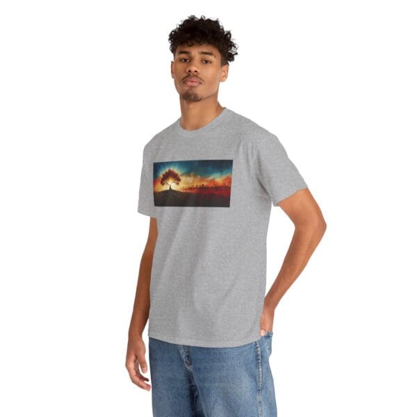 Nature-Inspired Unisex Heavy Cotton Tee with Tree Design "Guided by Resilience. United by Purpose."  "Where Roots R - Image 37