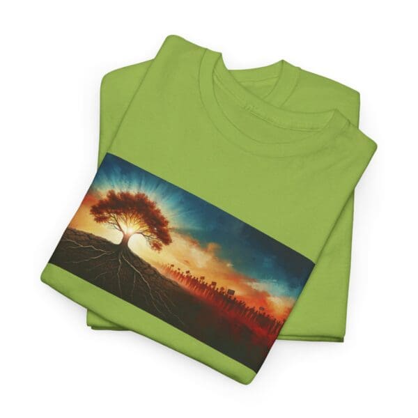 Nature-Inspired Unisex Heavy Cotton Tee with Tree Design "Guided by Resilience. United by Purpose."  "Where Roots R - Image 78