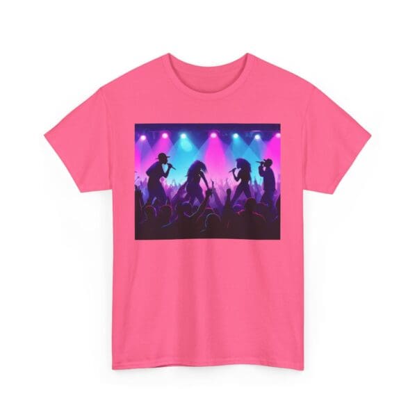 Unisex Heavy Cotton Tee - Vibrant Concert Silhouette Design "Blue & Pink Glow, Hip-Hop Takes Flight." - Image 70