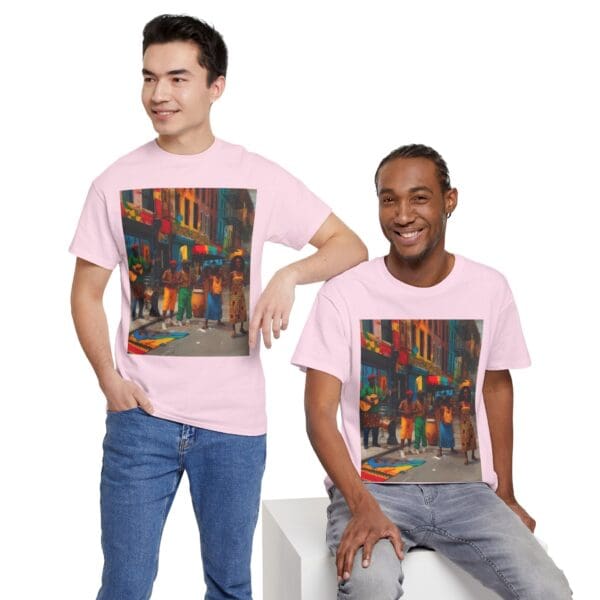 Vibrant Street Art Unisex Heavy Cotton Tee "Strings, Drums, and Stories in Motion. - Image 97